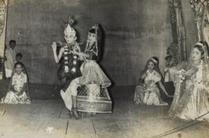 A radio programme sponsored by All India Radio 1955. Agarwala sisters in frame.